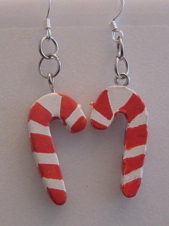 Small Wooden Candy Cane Earrings Item #E-C017