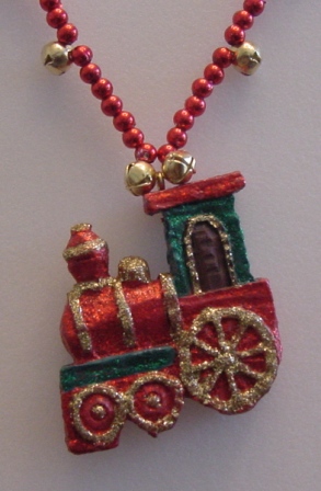Red Beaded w/Jingle Bells Train Necklace Item #N-C003