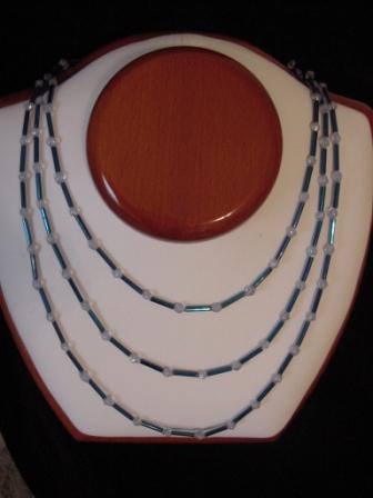 Blue & Clear beaded layered necklace