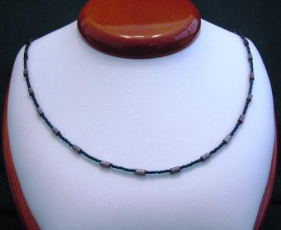 Teal & Gray Beaded Necklace - Item #NO21
