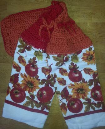 2 Dish Towel & Pot Holder Set Autumn Leaves, Apples & Sunflowers Item #PHTs003