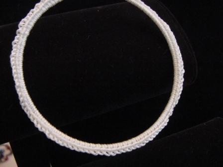 White Crocheted Bangle Bracelet Item #CrBl001