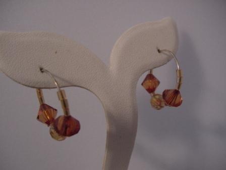 Amber Beaded Hoop Earrings - Item #E009