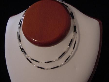 Black, silver, & clear beaded necklace