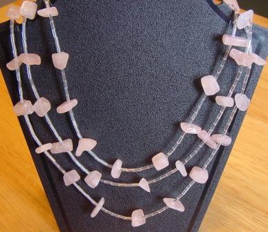 Rose Quartz and Silver Beaded Necklace Item #N038