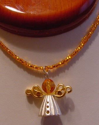 Orange Beaded Angel Necklace - Item #NO47